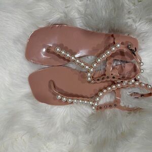 Jeffrey Campbell Pink Pearl-Embellished Slippers